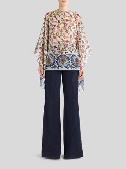 PRINTED SILK PONCHO