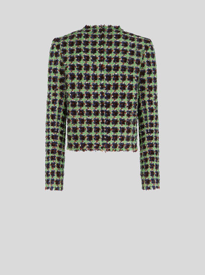 BOUCLÉ JACKET WITH FLORAL BUTTONS