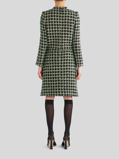 BOUCLÉ JACKET WITH FLORAL BUTTONS
