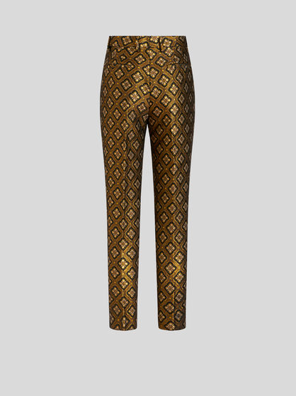 Metallic Look Jacquard Trousers by bonprix  bonprix