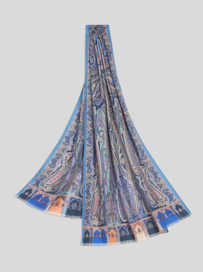 PAISLEY PATTERN CASHMERE AND SILK SCARF