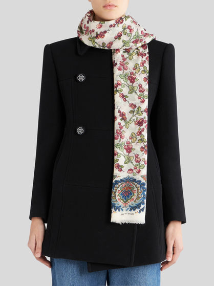 PRINTED CASHMERE SCARF WITH BORDER | Scarves and | ETRO
