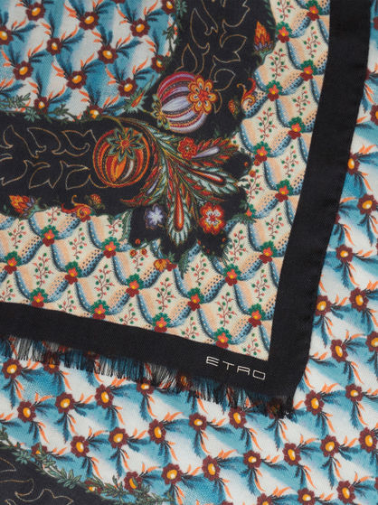 FLORAL SILK AND CASHMERE SCARF