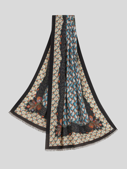 FLORAL SILK AND CASHMERE SCARF