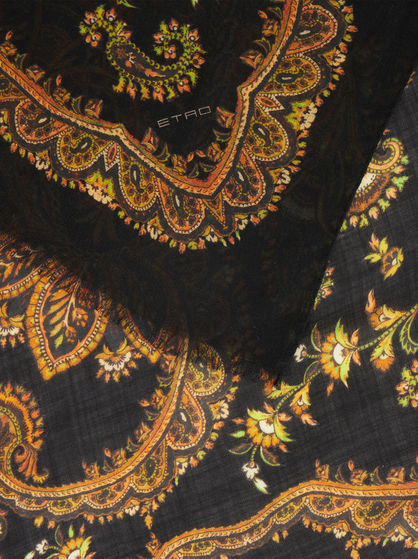 CASHMERE SCARF WITH ORNAMENTAL PRINT