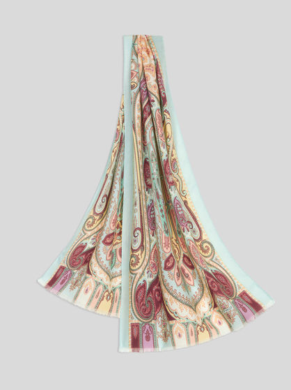 PAISLEY SILK AND CASHMERE SCARF