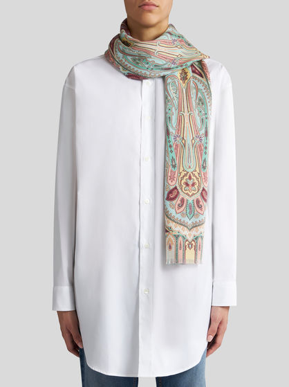 PAISLEY SILK AND CASHMERE SCARF