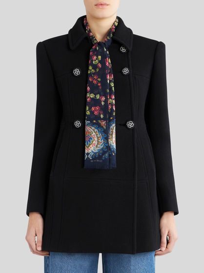 SILK SCARF WITH PAISLEY EDGING