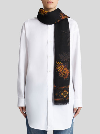 CASHMERE SCARF WITH DAHLIAS