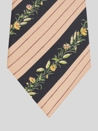 STRIPED AND MICRO FLOWER TIE