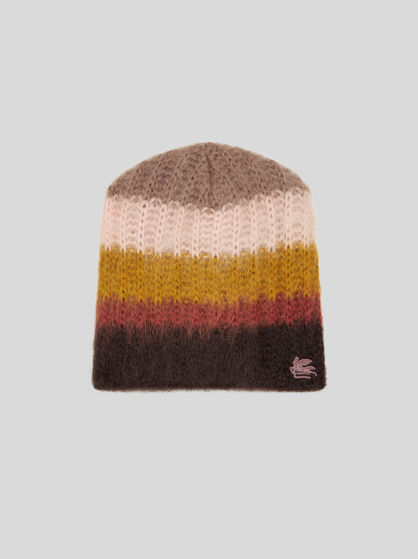 STRIPED MOHAIR BERET