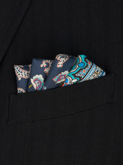 POCKET SQUARE WITH PAISLEY BORDER