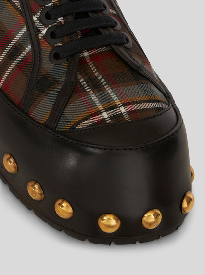 CHECK SNEAKER WITH WOODEN SOLE
