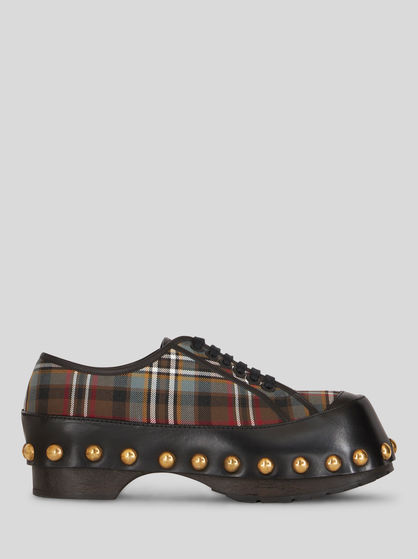 CHECK SNEAKER WITH WOODEN SOLE