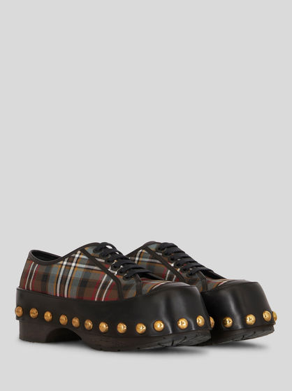 CHECK SNEAKER WITH WOODEN SOLE