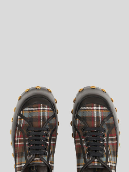 CHECK SNEAKER WITH WOODEN SOLE