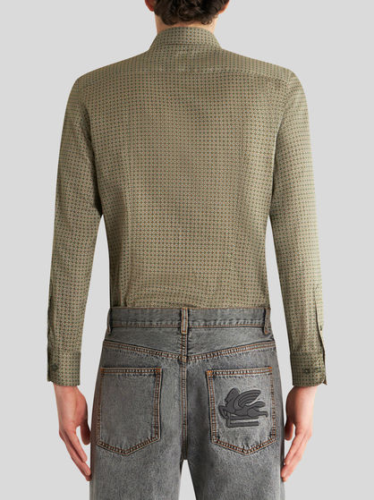 MICRO GEOMETRIC PRINT COTTON SHIRT