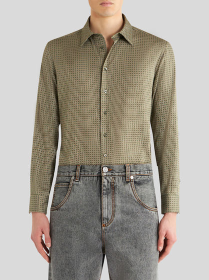 MICRO GEOMETRIC PRINT COTTON SHIRT
