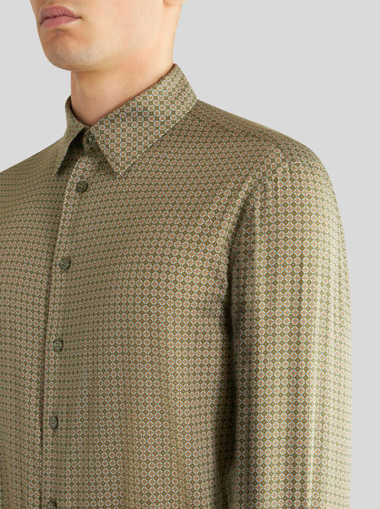 MICRO GEOMETRIC PRINT COTTON SHIRT