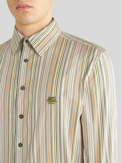 Striped shirt with logo | Men | Green | ETRO