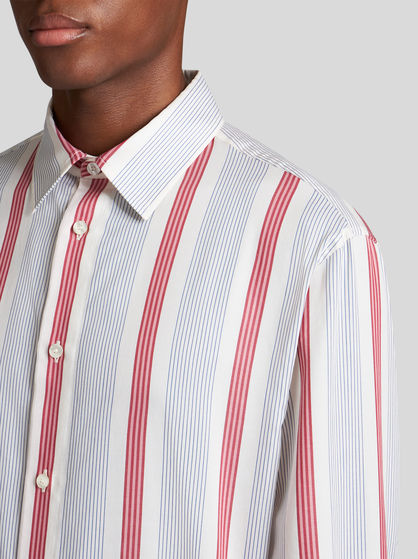 Striped oversize cotton shirt | Men | Red | ETRO