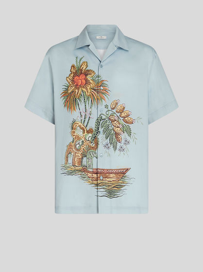SHORT-SLEEVED PRINTED COTTON SHIRT