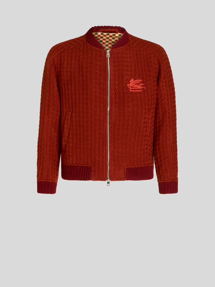 BOMBER JACKET WITH INTARSIA AND LOGO