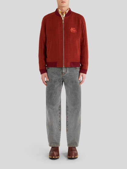 BOMBER JACKET WITH INTARSIA AND LOGO