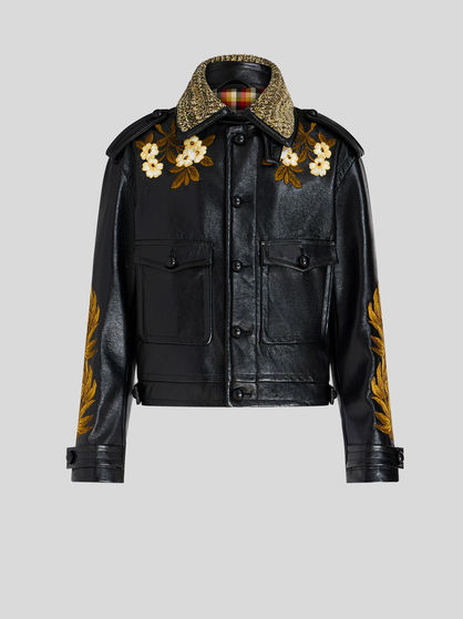 JACKET WITH FLORAL EMBROIDERY