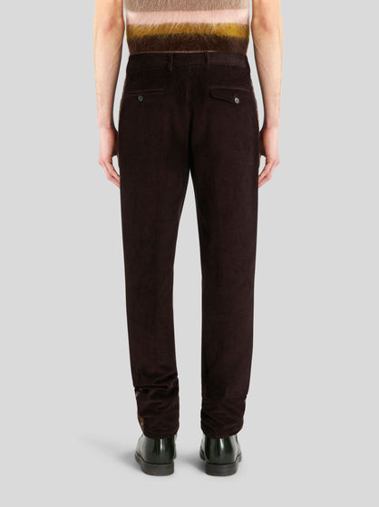 Cotton velvet trousers with band | Men | Brown | ETRO