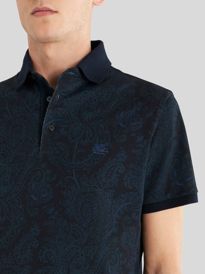 Paisley cotton polo shirt | Men | Blue | ETRO