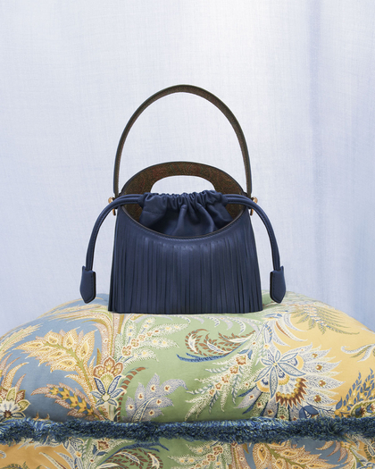 blue Saturno bag with fringes - link to woman's bags collection
