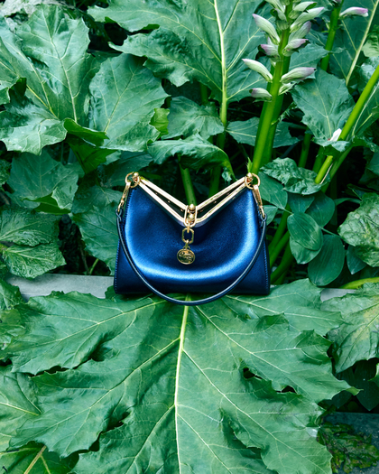 Blue laminated mini Vela bag