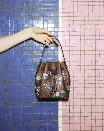 Etro mini paisley bucket bag with embroidery 