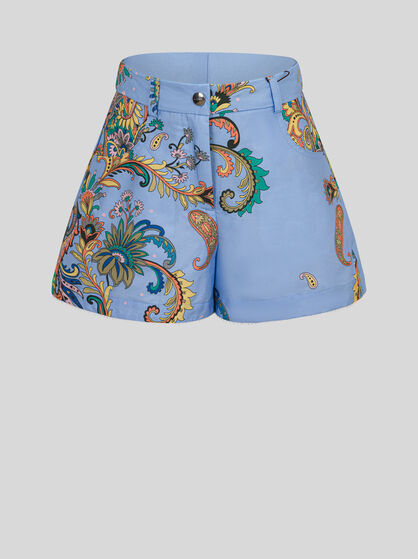 COTTON SHORTS WITH PLACED PRINT