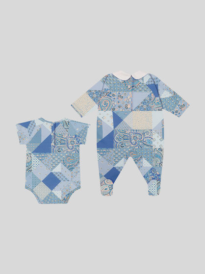 PATCHWORK BODYSUIT AND ONESIE SET