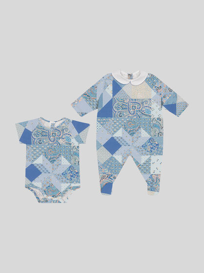PATCHWORK BODYSUIT AND ONESIE SET