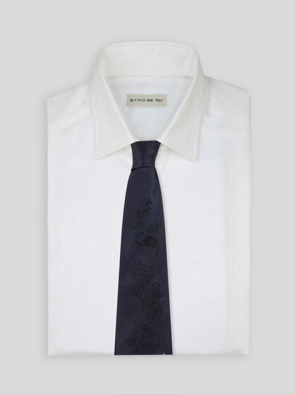 SILK JACQUARD TIE WITH PEACOCK