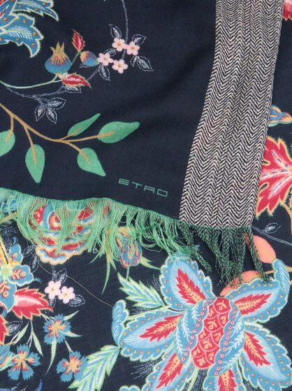 WOOL SCARF WITH PEACOCKS