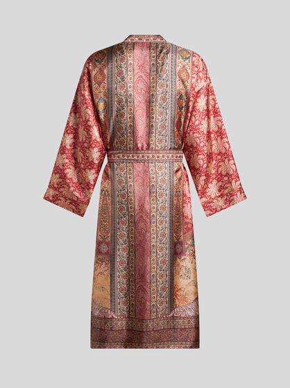 SILK ROBE WITH PLACED PRINT