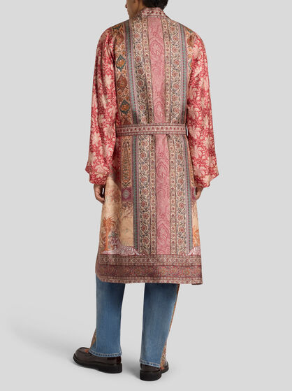 SILK ROBE WITH PLACED PRINT