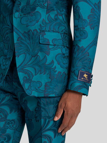 FLORAL LEAFY SINGLE-BREASTED BLAZER