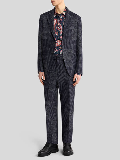 WOOL-BLEND PATCHWORK BLAZER