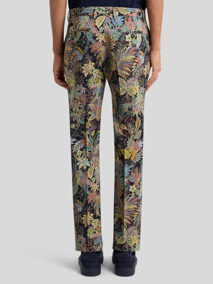 PRINTED GABARDINE TROUSERS