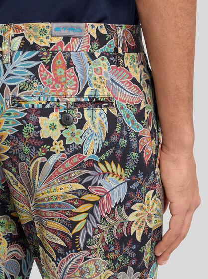 PRINTED GABARDINE TROUSERS