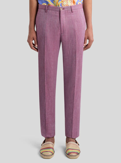 SLUB LINEN-BLEND TROUSERS