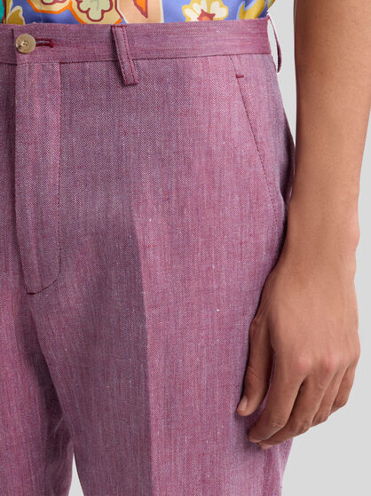 SLUB LINEN-BLEND TROUSERS
