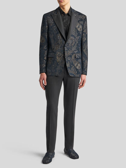 SLIM-FIT TROUSERS WITH SILK DETAILS