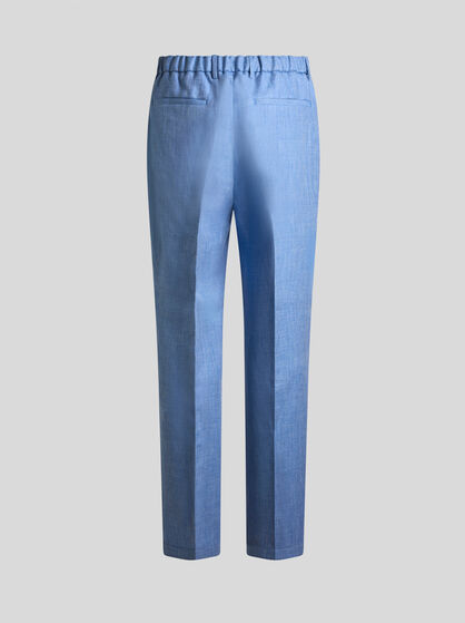 LINEN AND WOOL CHINO TROUSERS