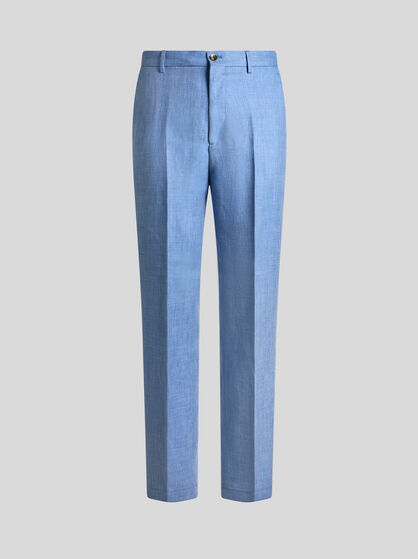 LINEN AND WOOL CHINO TROUSERS